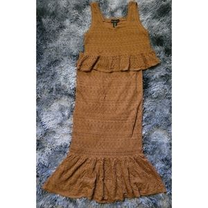 House of Harlow 1960 Two Piece Brown Crochet Knit Set